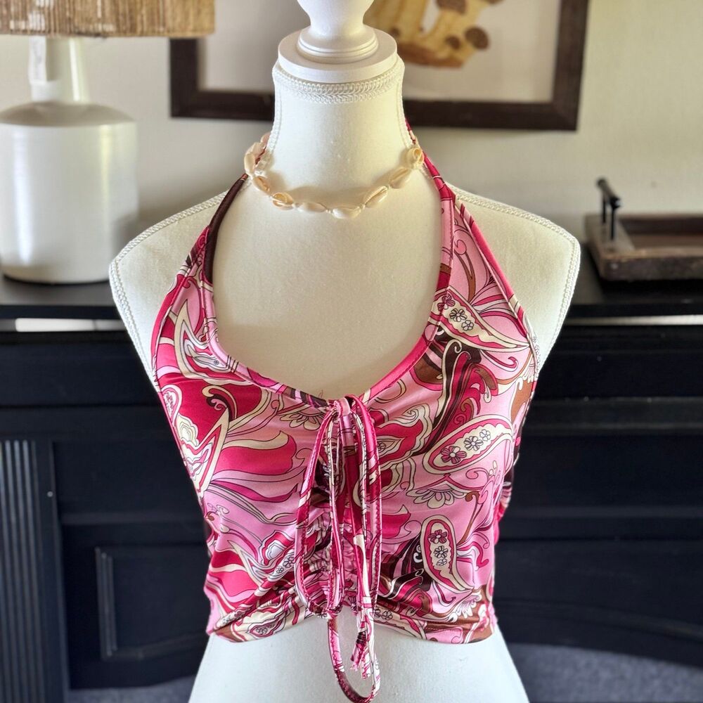 Paisley Cropped Halter Top Women’s Medium